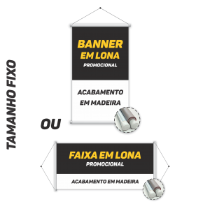 BANNER OU FAIXA EM LONA BRILHO PROMOCIONAL - TAMANHO FIXO BRILHO TAMANHO FIXO CORES 4x0   