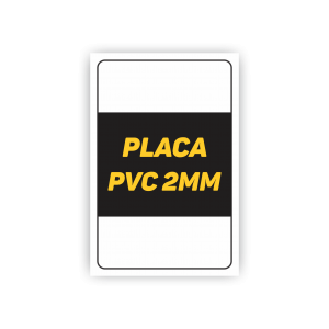 PLACA EM PVC 2MM COM ADESIVO IMPRESSO   CORES 4x0  CORTE RETO 